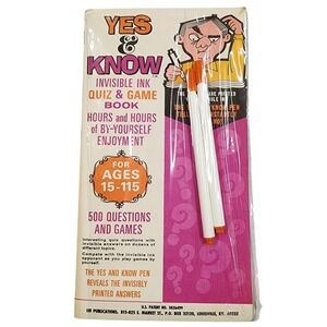 Yes & Know Invisible Ink Quiz and Game Book Ages 15-115 Vintage old Stock